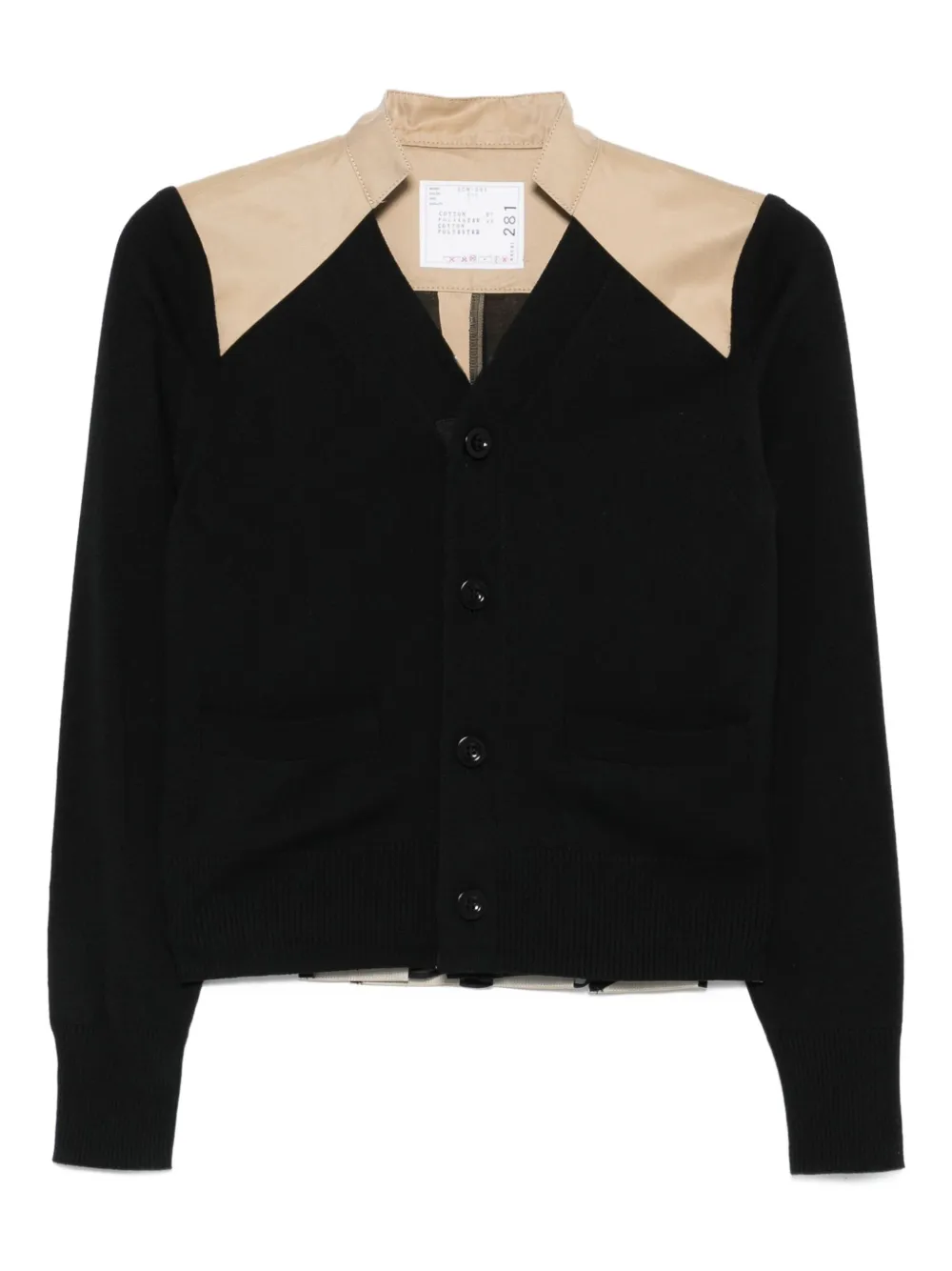Sacai Vest met contrasterend vlak Zwart
