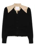 sacai contrast-panel gabardine cardigan - Black