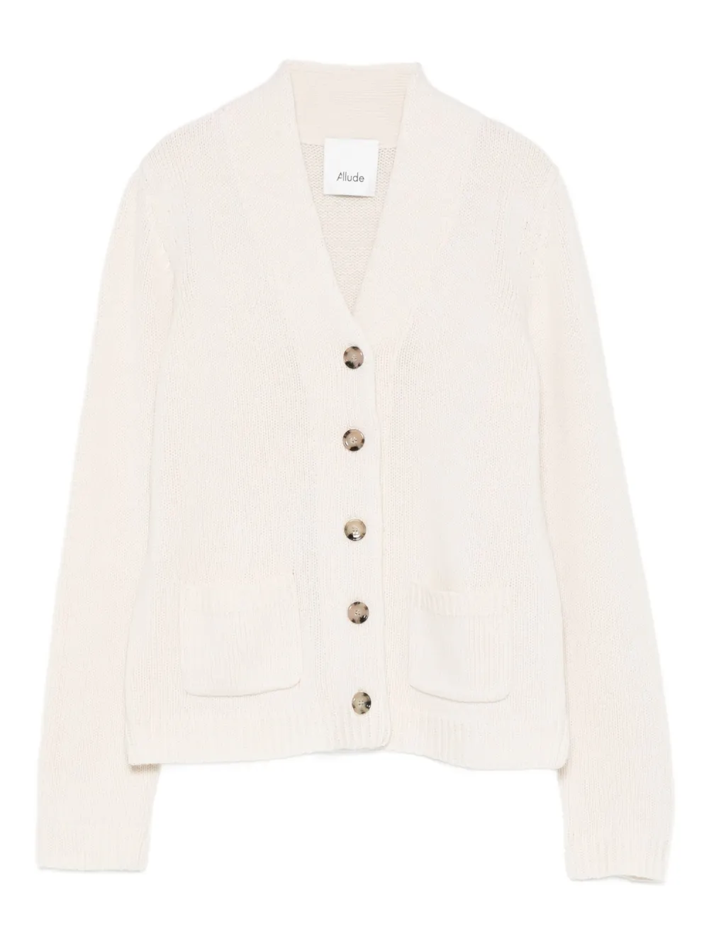 Allude Button-detailed Patch-pocket Cardigan In Neutral