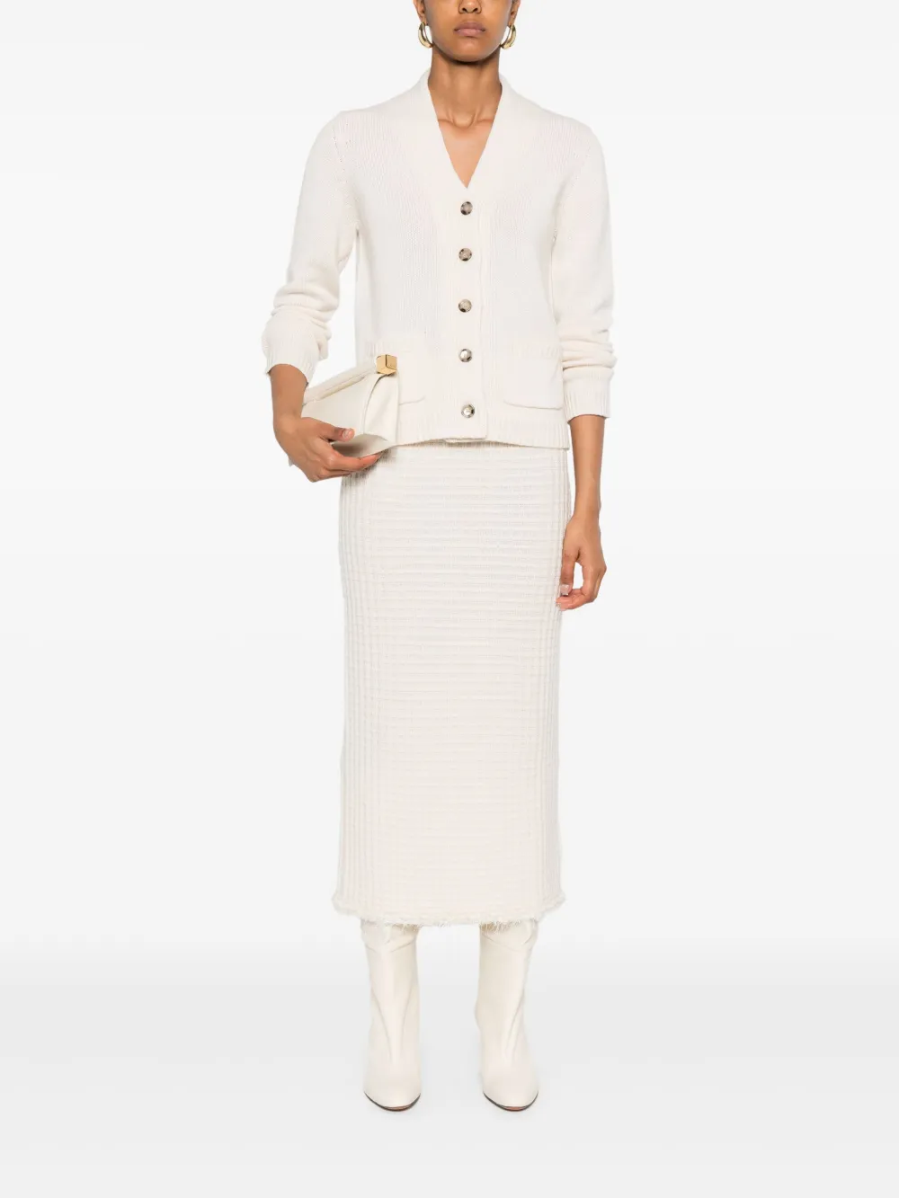 Allude Button-detailed Patch-pocket Cardigan In Neutral