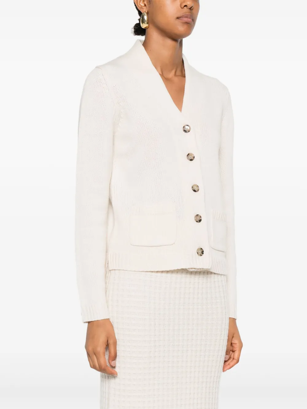 Allude Button-detailed Patch-pocket Cardigan In Neutral