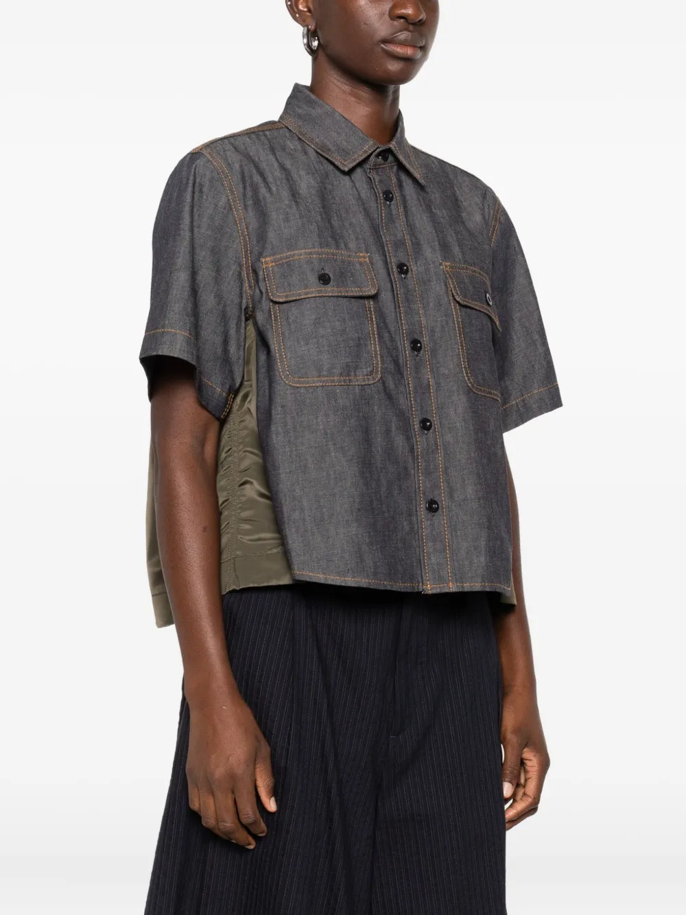 sacai Denim blouse met dubbele zak Blauw