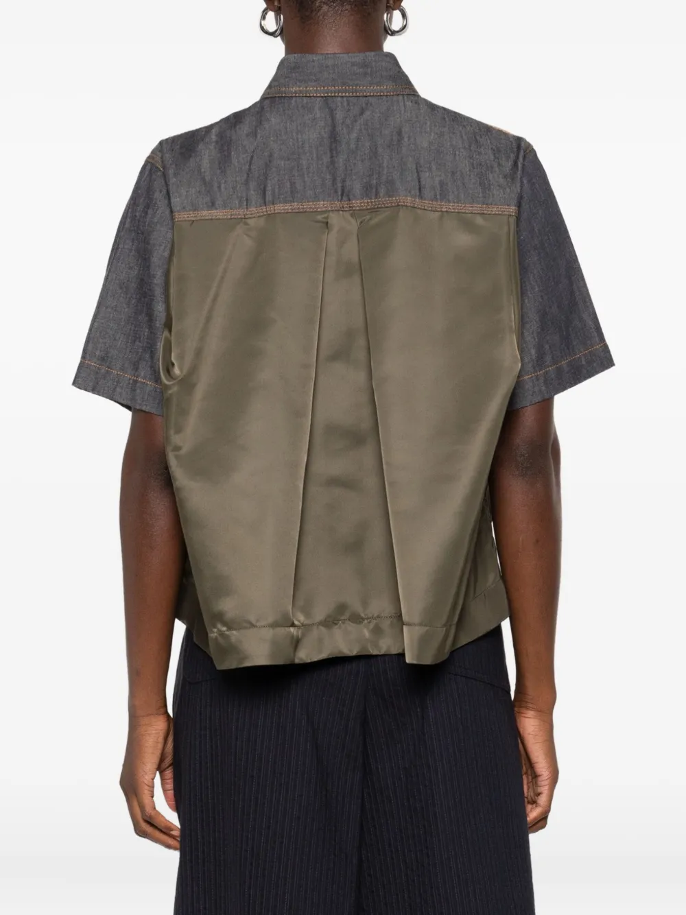 sacai Denim blouse met dubbele zak Blauw