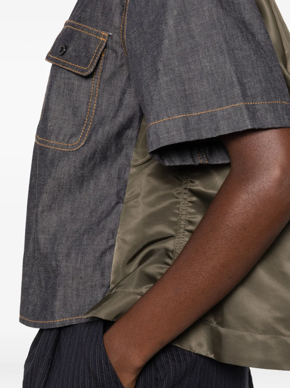sacai Denim blouse met dubbele zak Blauw