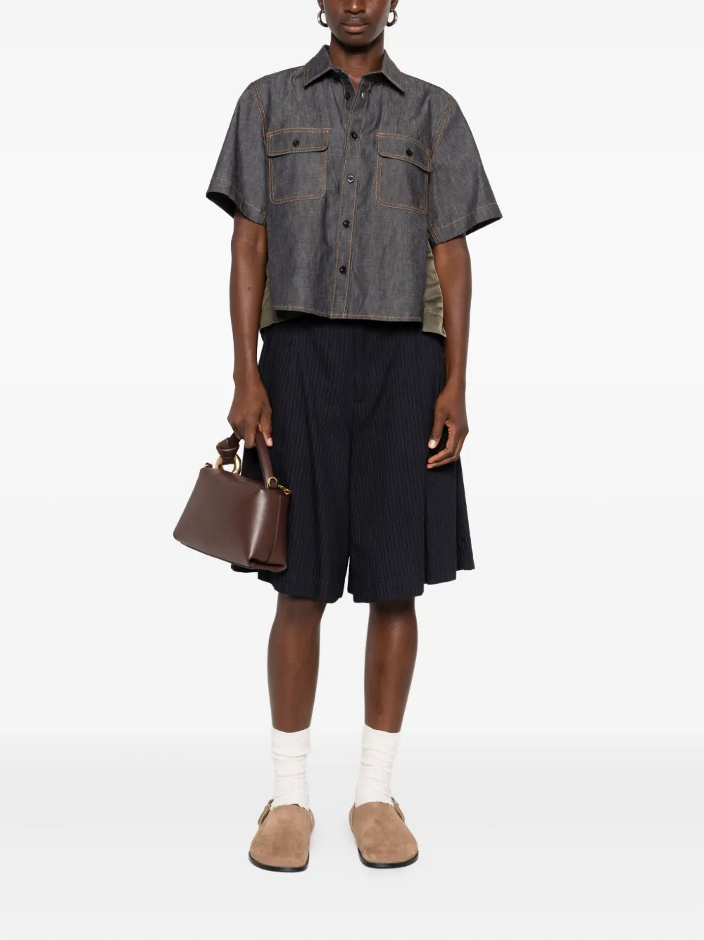 sacai Denim blouse met dubbele zak Blauw