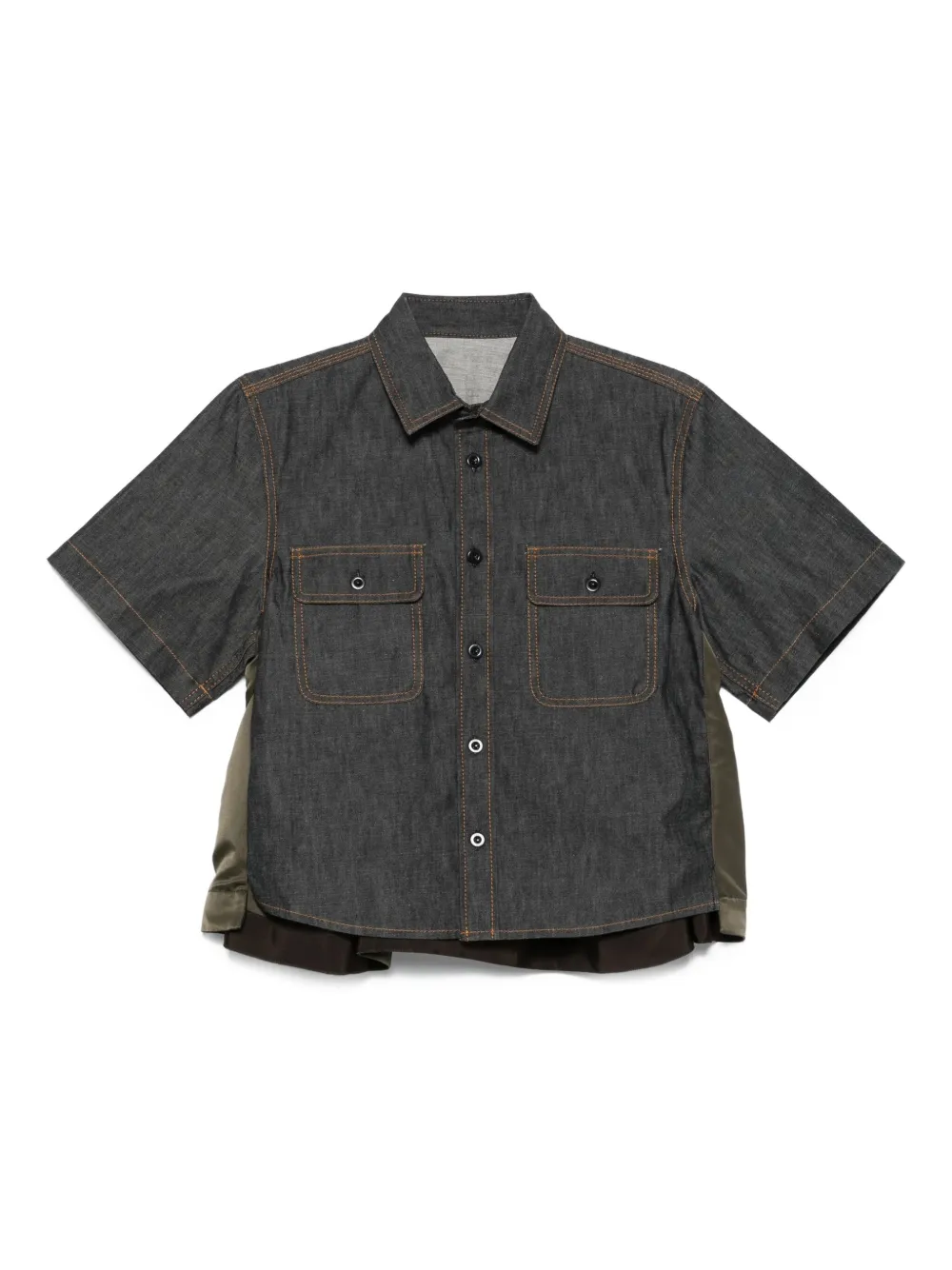 Sacai double-pocket denim shirt Blauw