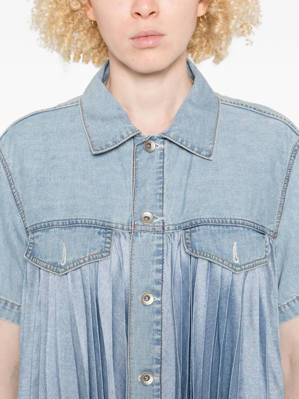 sacai Denim plooirok Blauw
