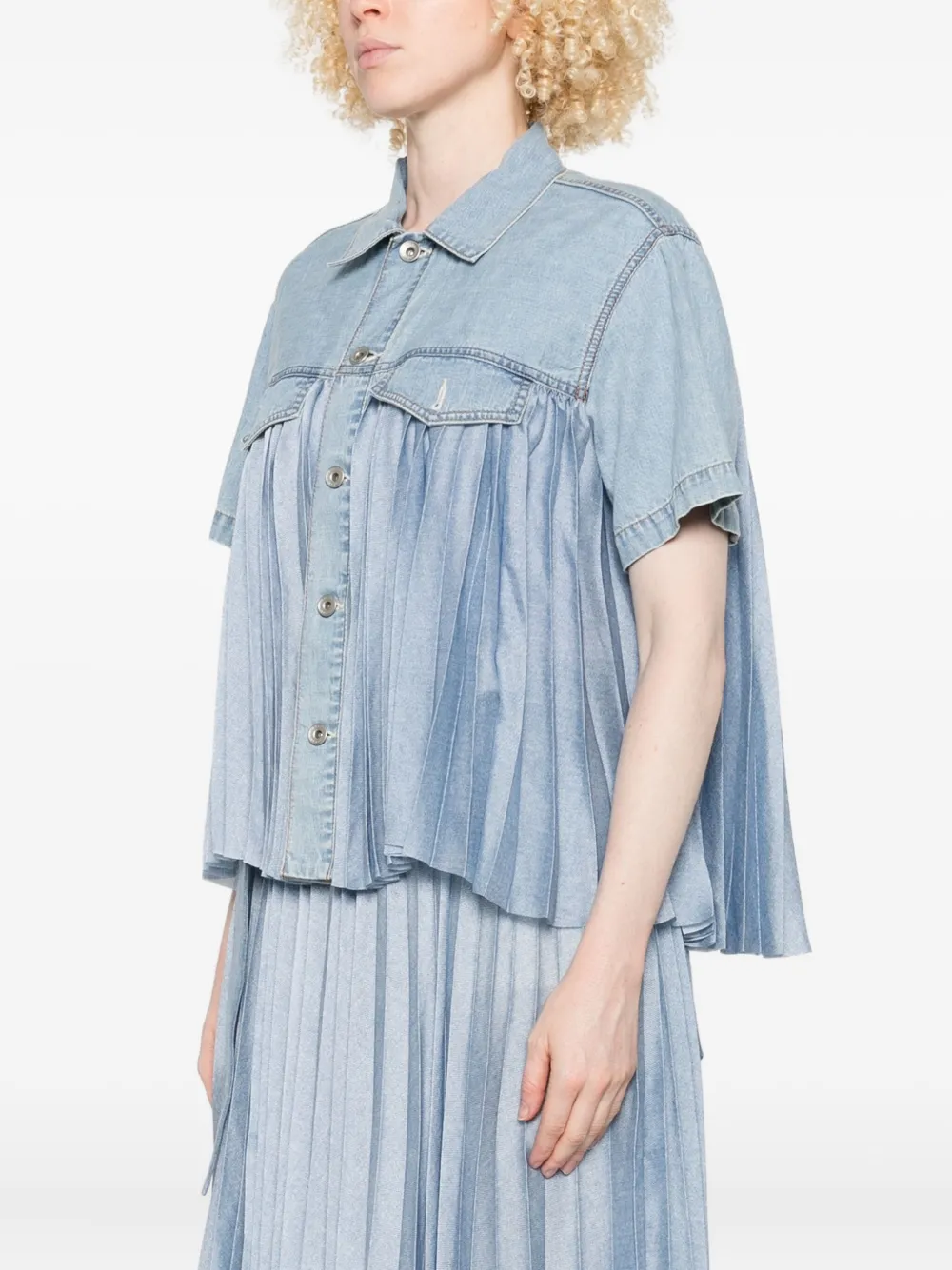 sacai Denim plooirok Blauw