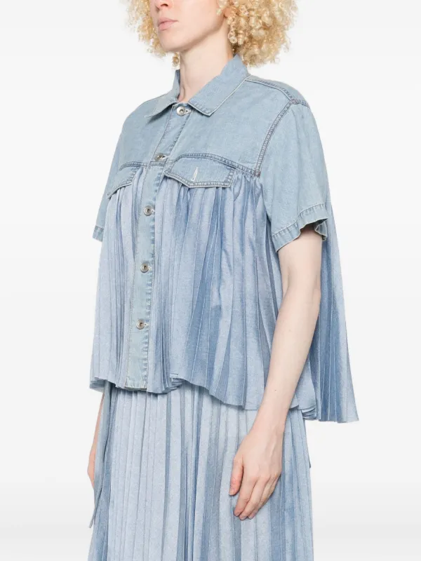 Sacai プリーツ デニムシャツ | ブルー | FARFETCH JP