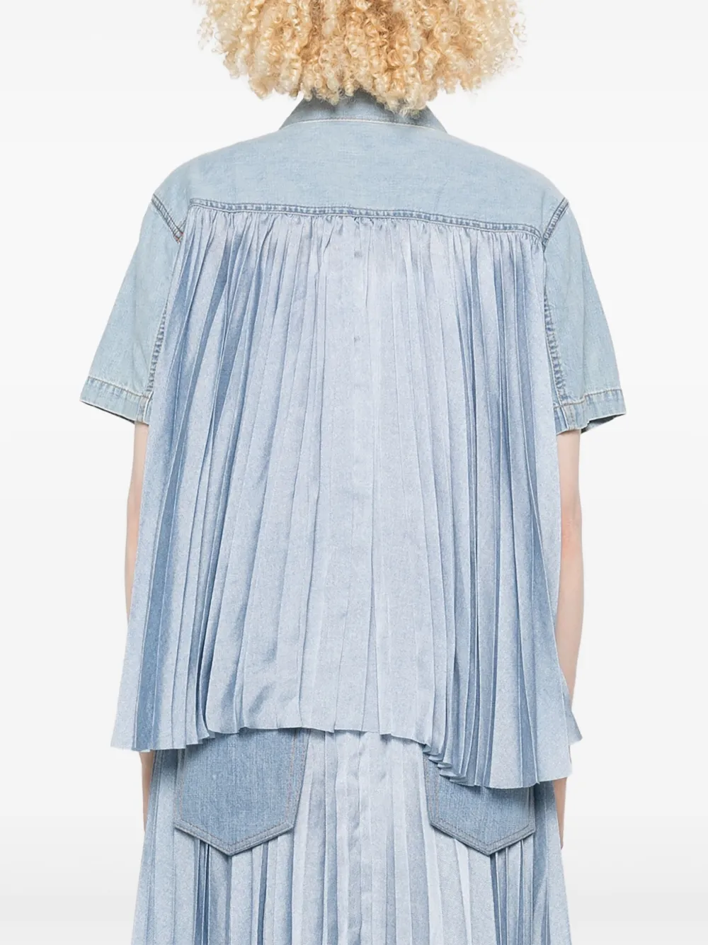 sacai Denim plooirok Blauw