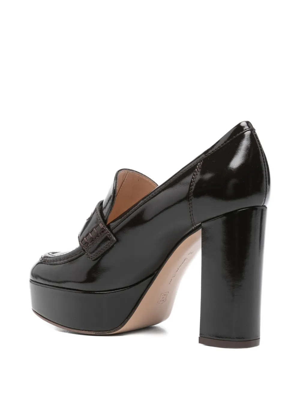 Gianvito Rossi 100mm Patent-leather Platform Loafers In Brown