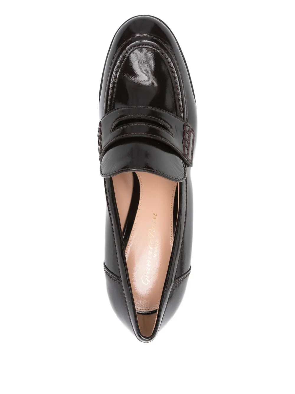 Gianvito Rossi 100mm Patent-leather Platform Loafers In Brown