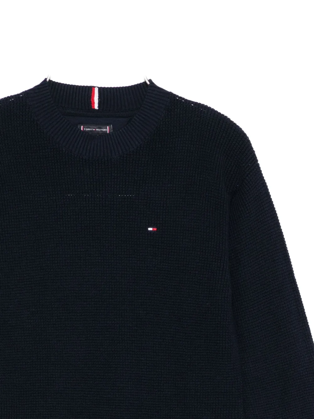 Tommy Hilfiger Junior Katoenen trui met logodetail Blauw