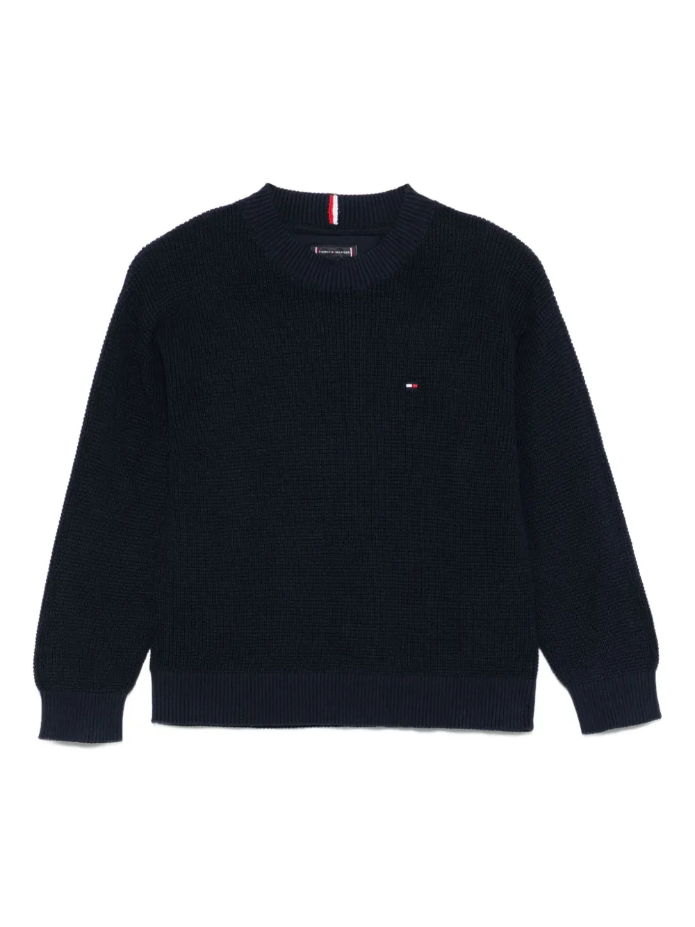Tommy Hilfiger Junior Katoenen trui met logodetail Blauw