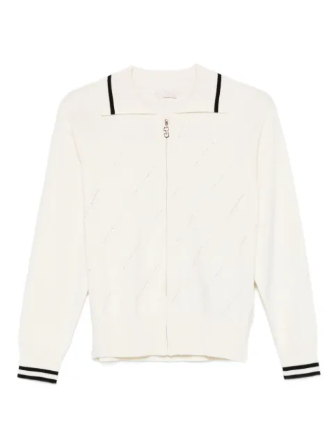 LIU JO diagonal-stripes zip-front cardigan