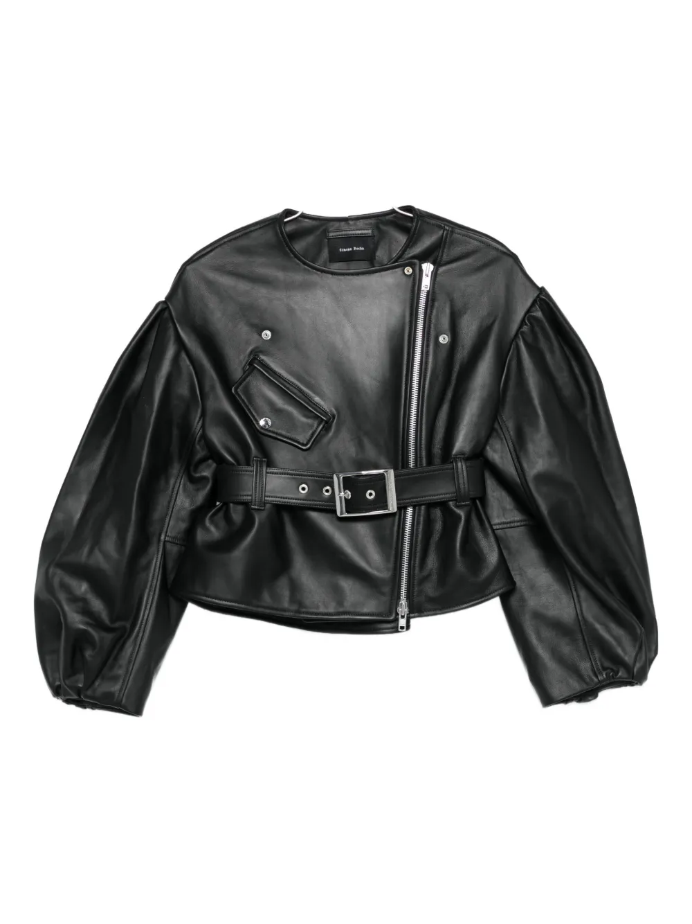 Simone Rocha Womens Black Sculpted Cropped Leather Jacket In Black