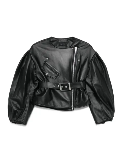 Simone Rocha belted puff-sleeve leather jacket