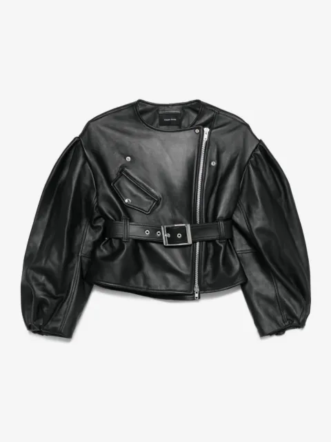 Simone Rocha belted puff-sleeve leather jacket