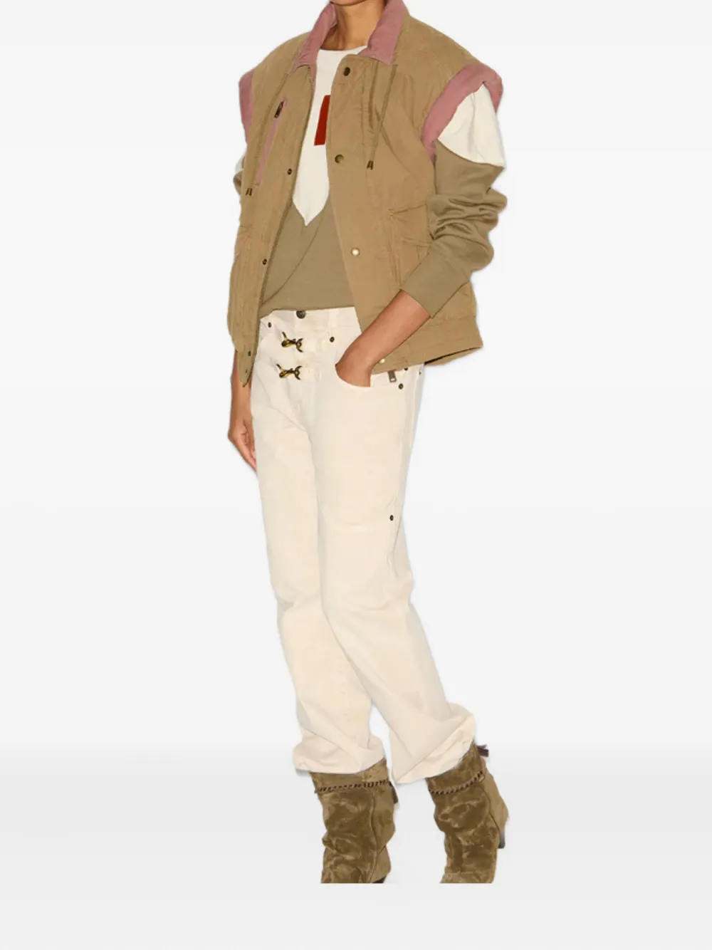 ISABEL MARANT Desha tweekleurig katoenen jack Bruin