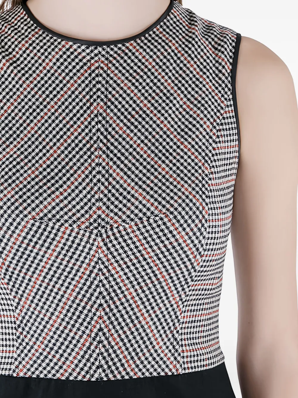 Pre-owned Derek Lam Houndstooth Sleeveless Mini Dress In Black