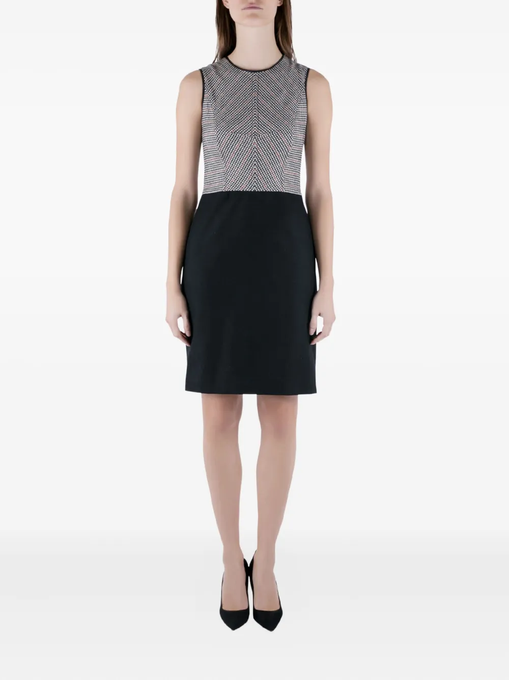 Pre-owned Derek Lam Houndstooth Sleeveless Mini Dress In Black