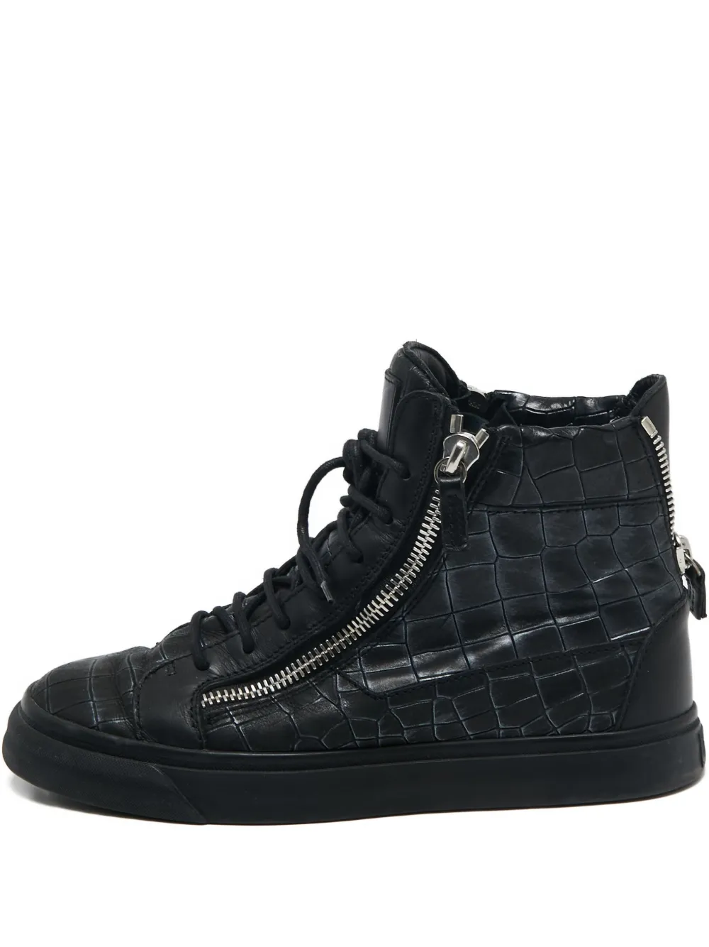 Giuseppe Zanotti Vintage baskets en cuir à effet peau de crocodile | noir | Image 1