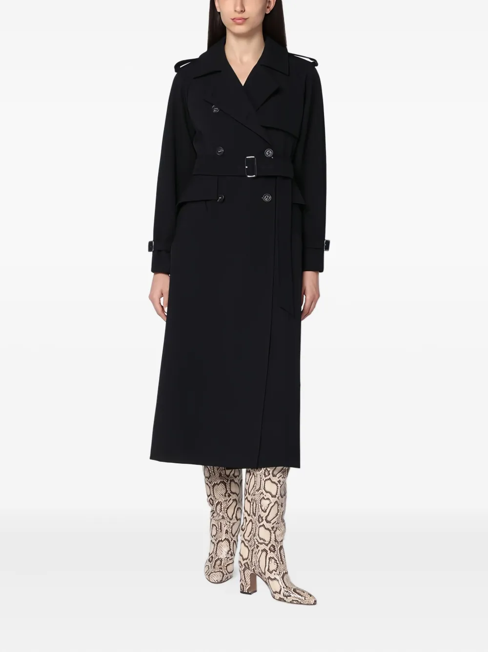 Max Mara Double-breasted Belted Trench Coat In Black