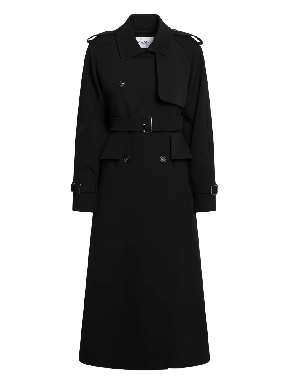 Max Mara Double-breasted Belted Trench Coat In Black