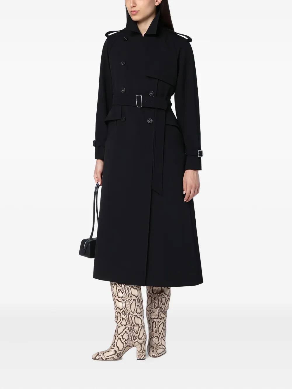 Max Mara Double-breasted Belted Trench Coat In Black