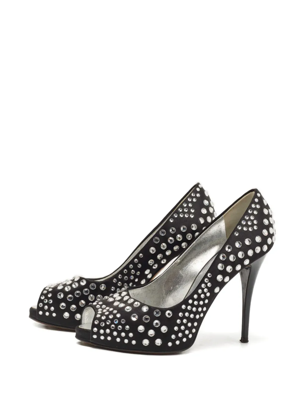 Giuseppe Zanotti Vintage 105 mm pumps verfraaid met kristallen en open neus - Zwart
