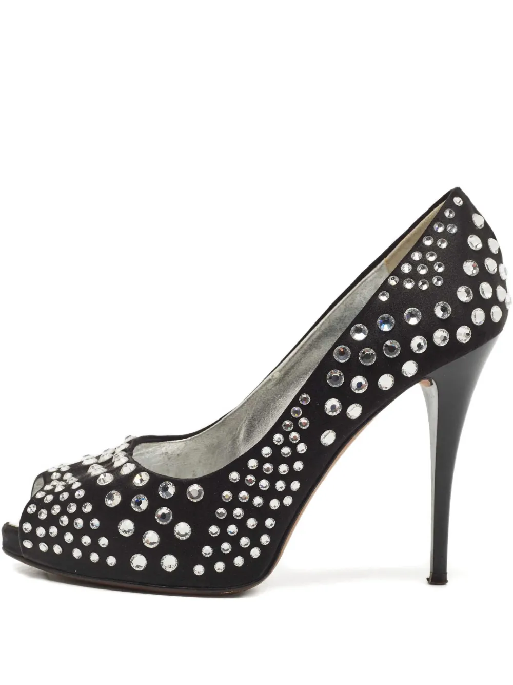 Giuseppe Zanotti Vintage Peep-Toe-Pumps mit Kristallen 105mm - Schwarz