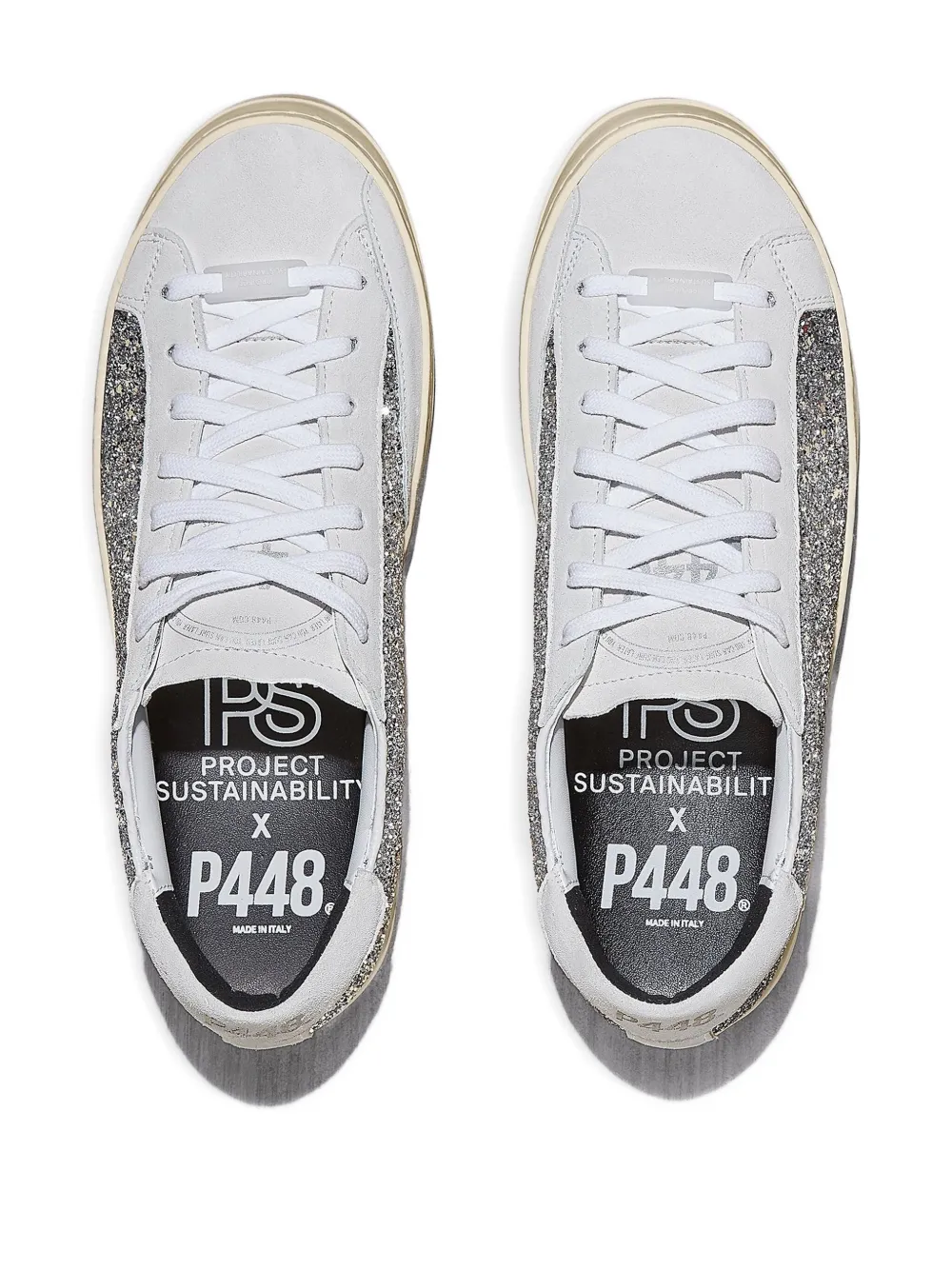 P448 John suède sneakers met glitter - Wit