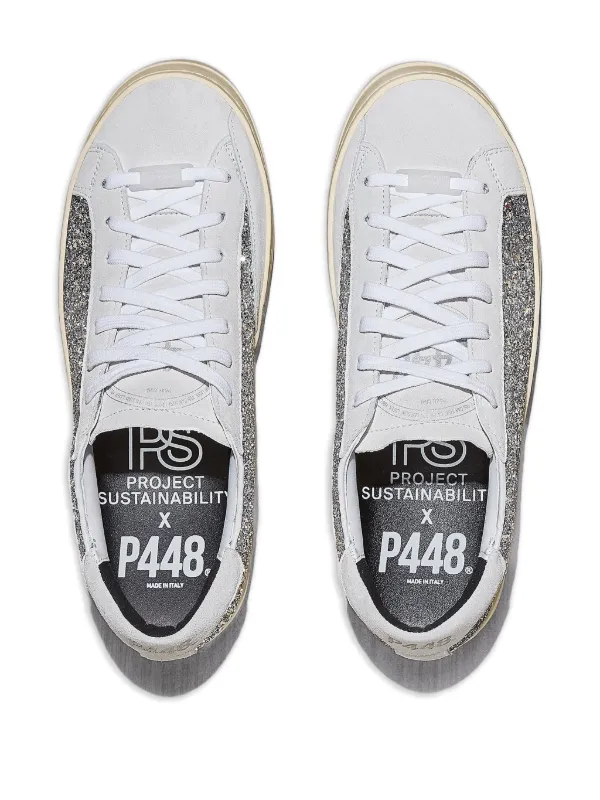 P448 John Glitter Suede Sneakers White FARFETCH JO