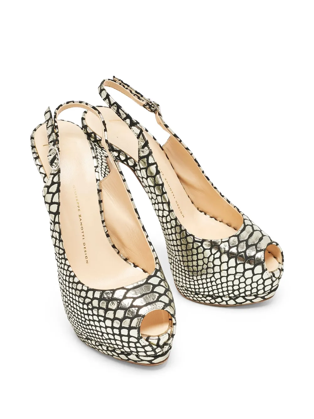 Giuseppe Zanotti Vintage Sharon python-embossed sandals - Argento