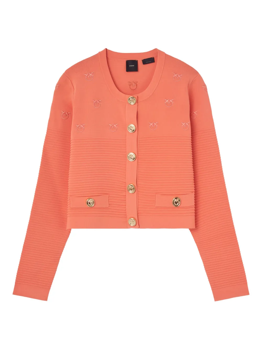 PINKO motif-embroidered ribbed jacket Roze