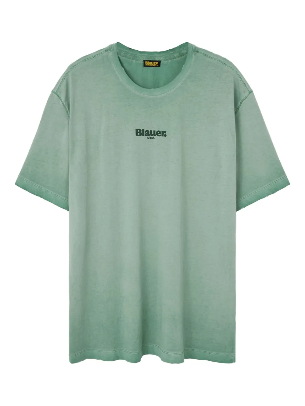 Blauer T-shirt met logodetail Groen