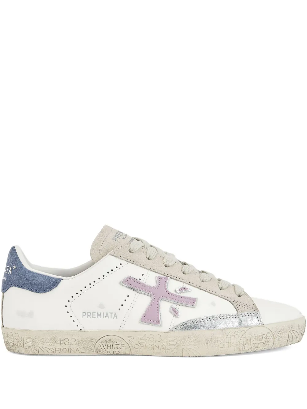 Premiata Stevend cross-detail leather sneakers White
