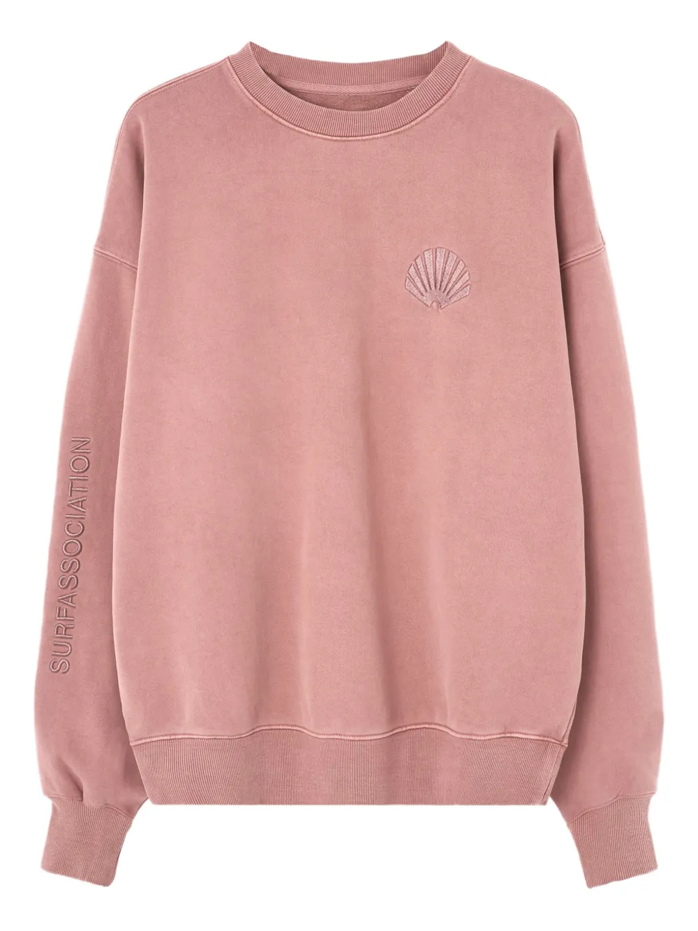 shell-embroidered sleeve-logo sweatshirt