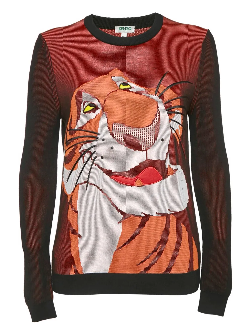 Pre-owned Kenzo Jungle Book Tiger-kacquard Sweater In Red