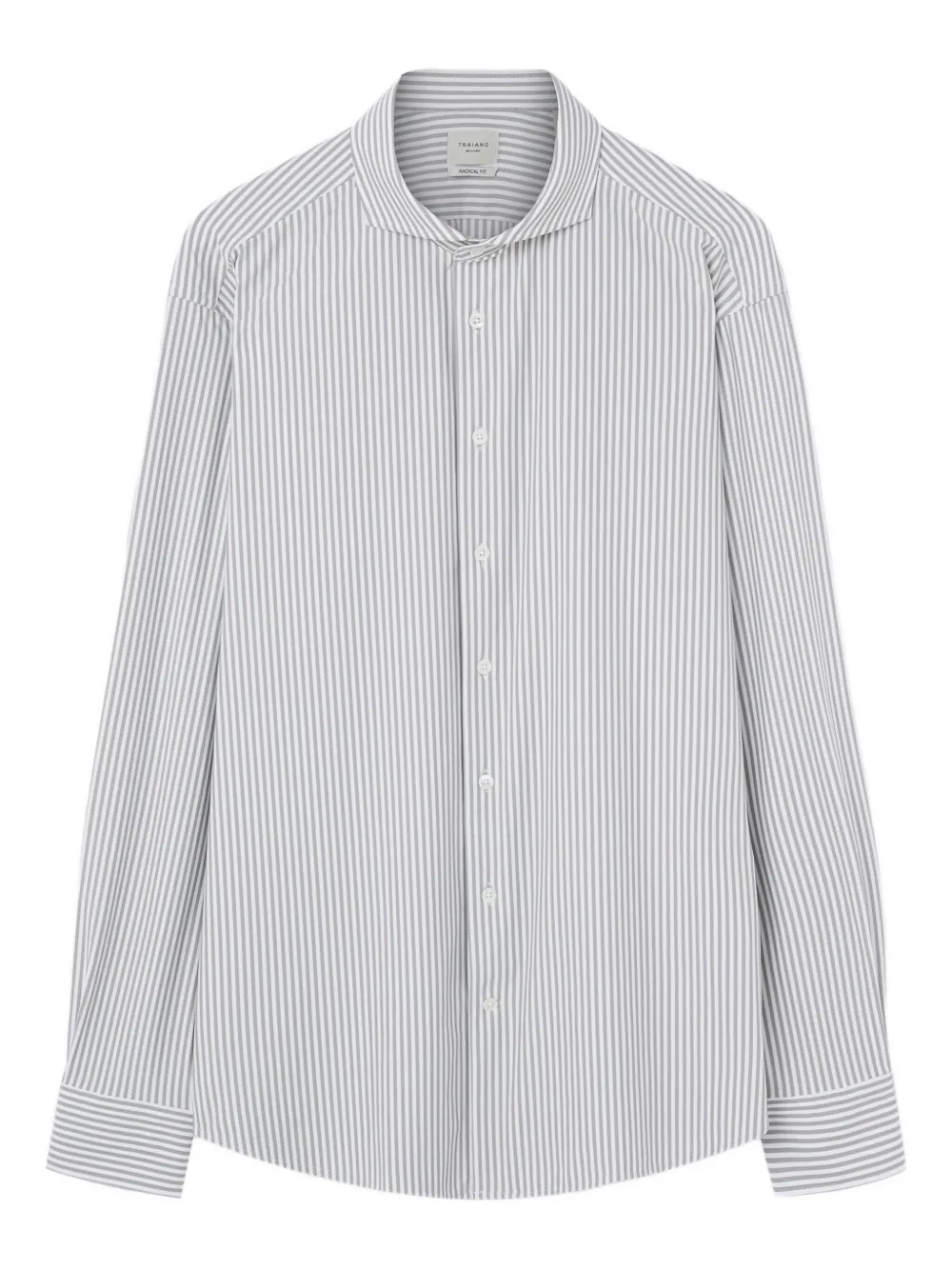 striped banded-collar shirt
