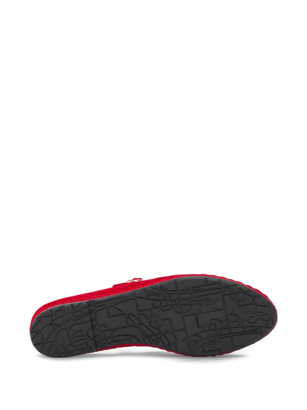 FLABELUS Mary Jane velvet-buckle ballet flat Red