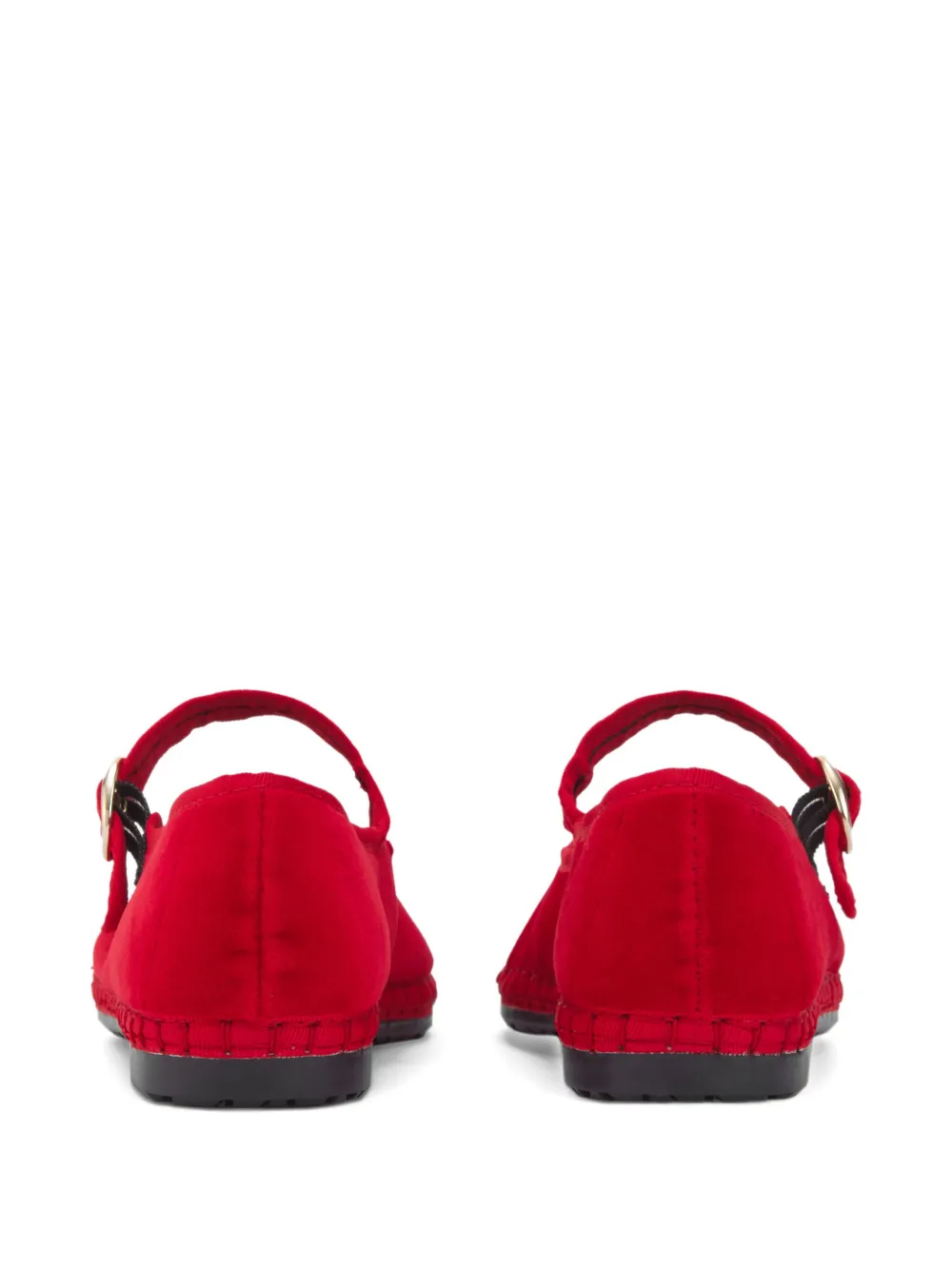 FLABELUS Mary Jane velvet-buckle ballet flat Red
