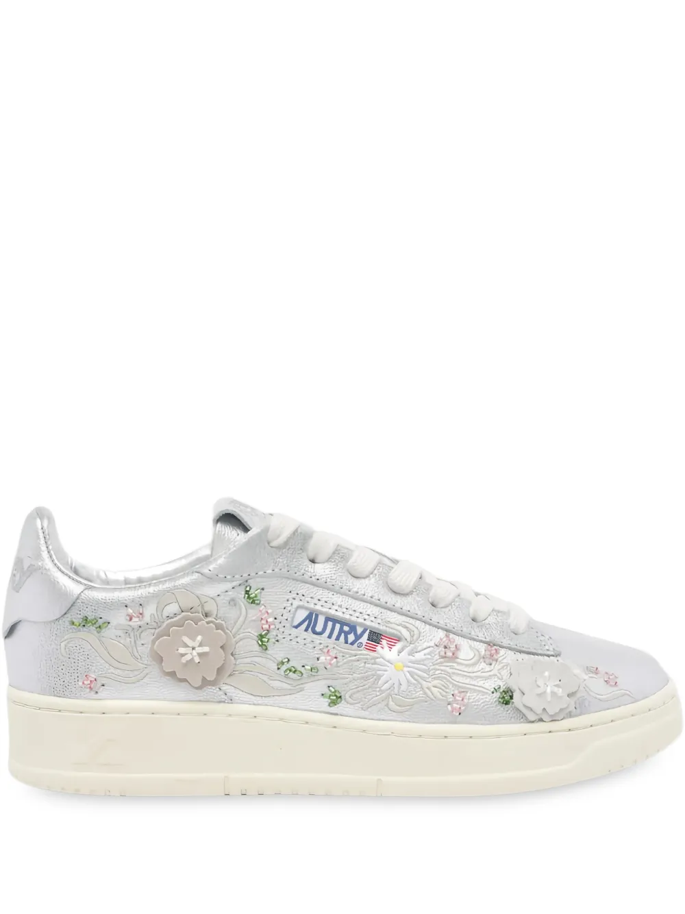 Autry Dallas Low sneakers met geborduurde bloemen Zilver