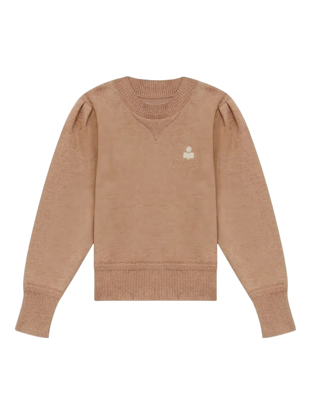 Isabel Marant Puff-sleeve Logo Sweater In Brown