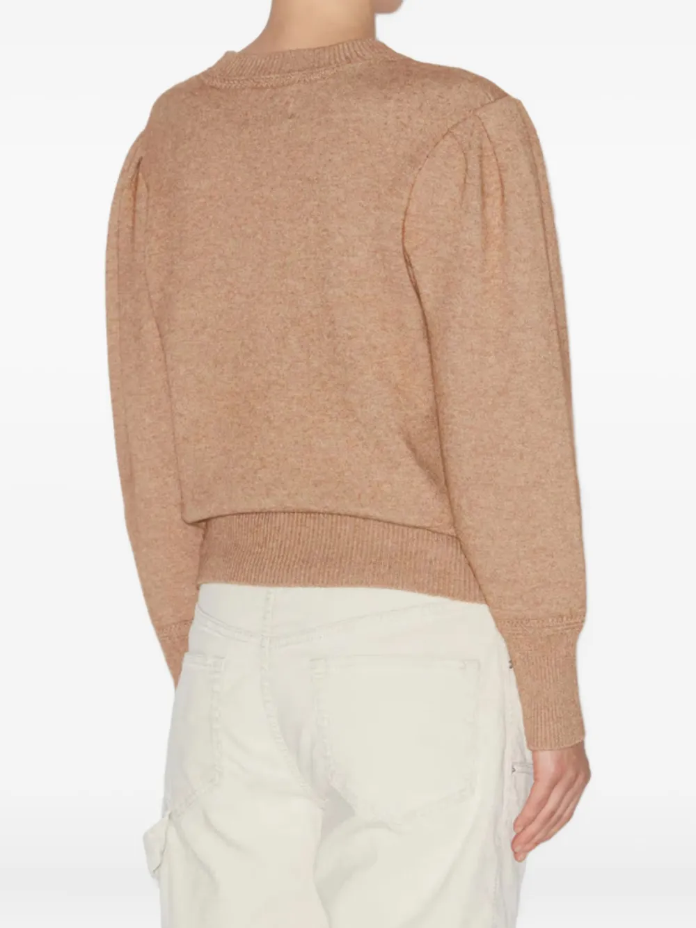 ISABEL MARANT puff-sleeve logo sweater Beige