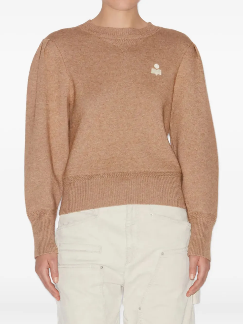 ISABEL MARANT puff-sleeve logo sweater Beige