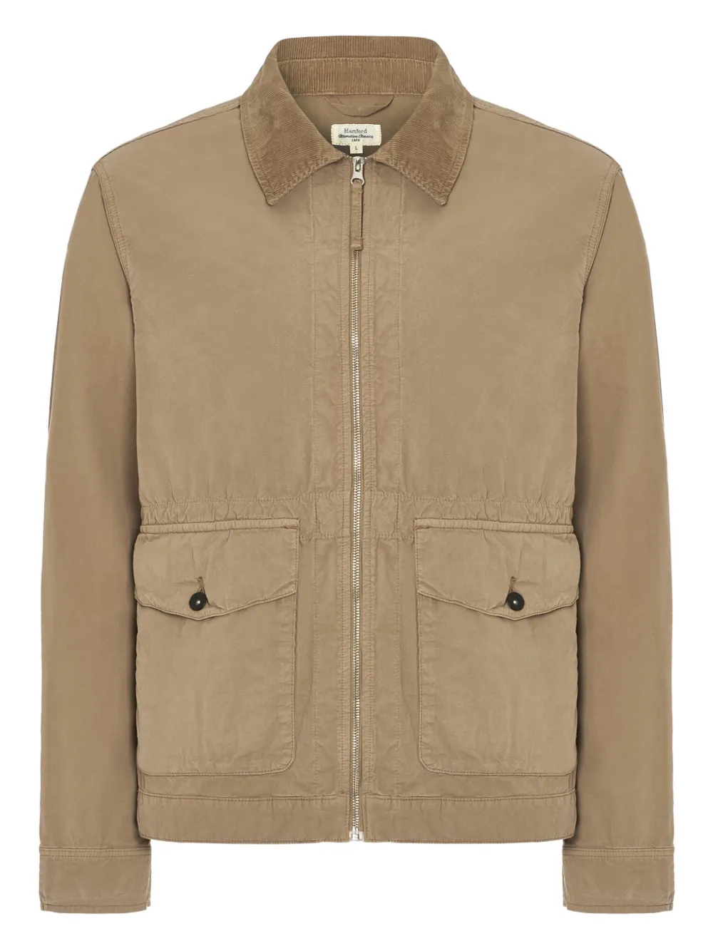 corduroy-collar zip-front shirt jacket