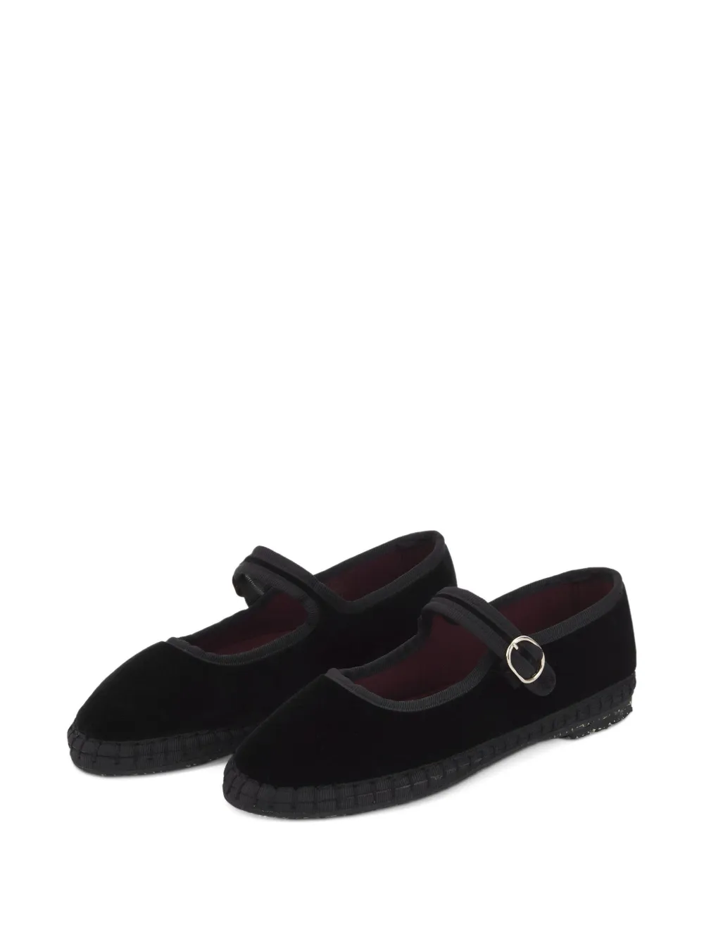 FLABELUS Antonia velvet buckle ballet flats - Zwart