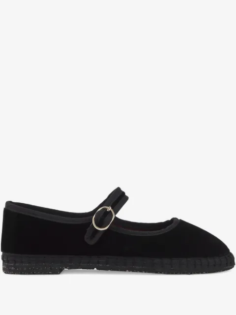 FLABELUS Antonia velvet buckle ballet flats