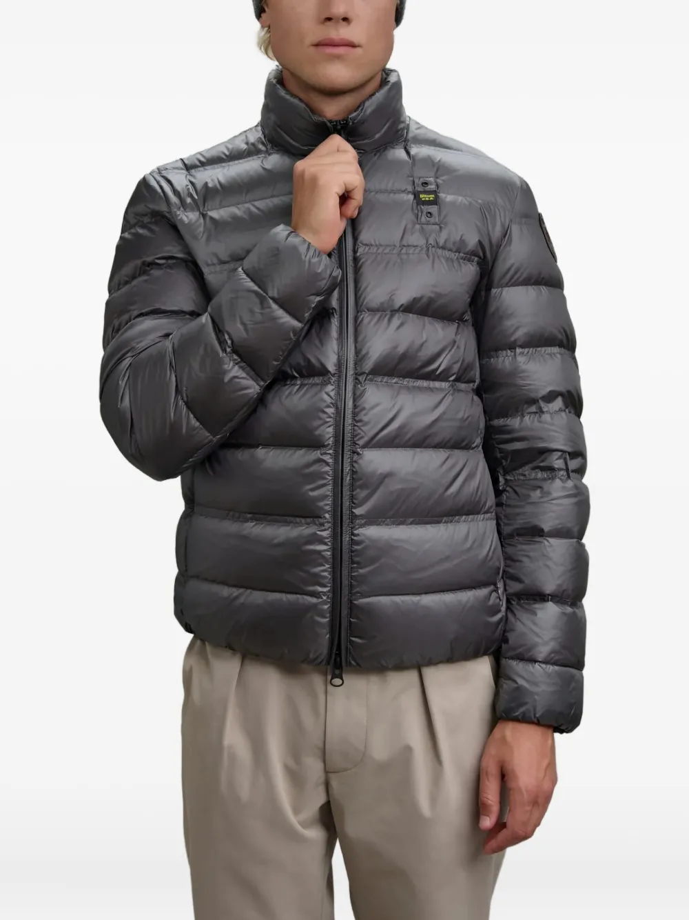 Blauer Quilted High-neck Jacket In Gray